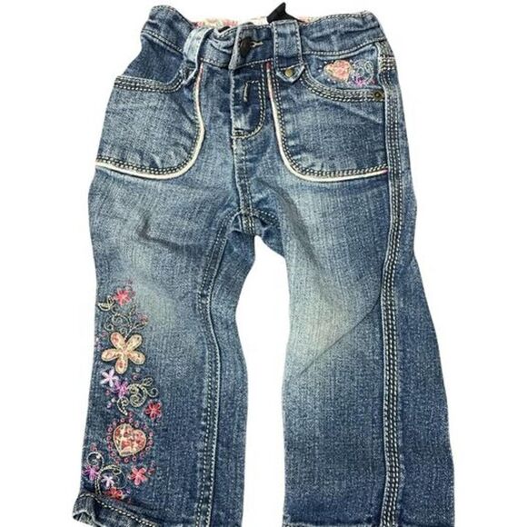 Xhilaration Baby Girls 18m Jeans Embroidered Flowers - Picture 1 of 6